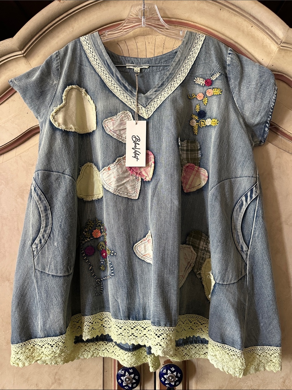 NWT BlueVelvet Backroad Romance Patchwork Top size Small - Picture 4 of 5